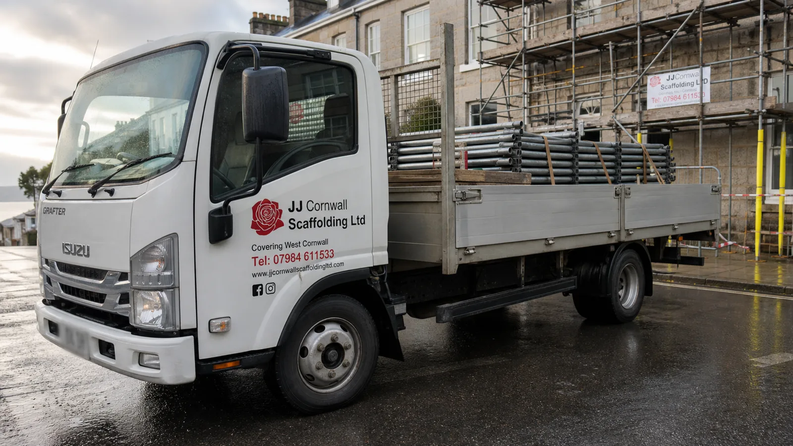 JJ Cornwall Scaffolding scaffold erected on a property in Penzance