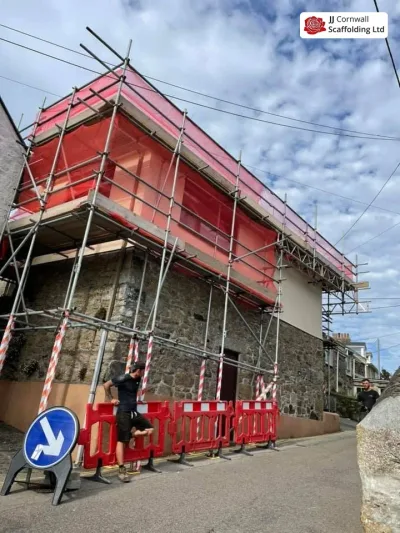 Full elevation commercial scaffolding on managed premises in Truro
