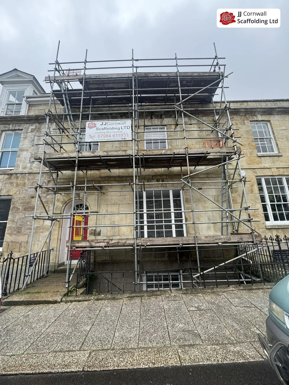 Scaffold on a Georgian terrace in Truro