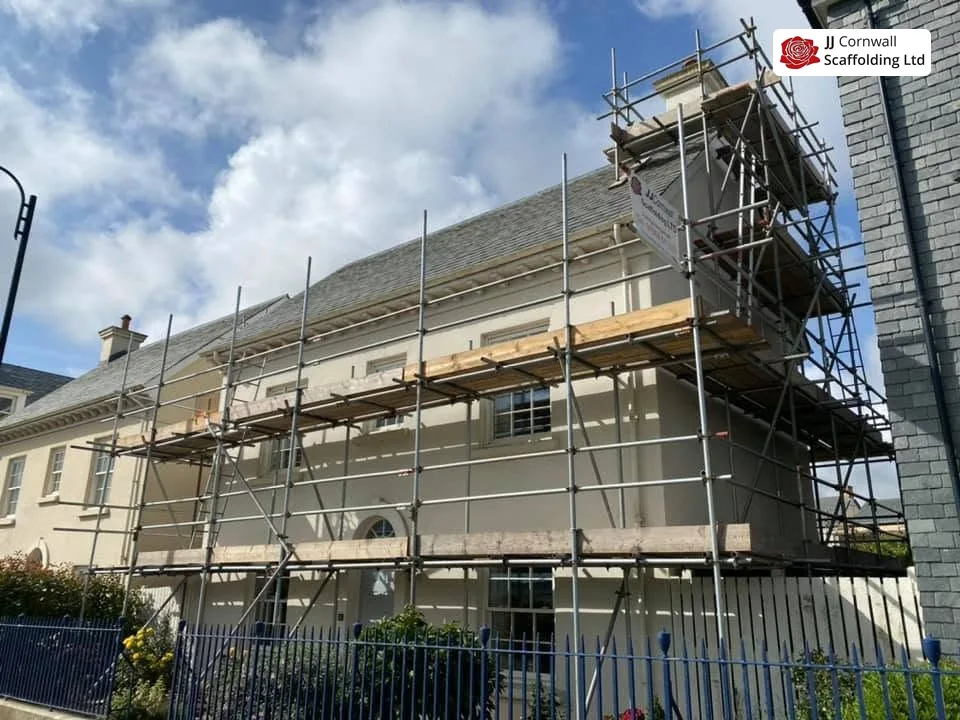 Scaffold on a Victorian terrace in St Austell