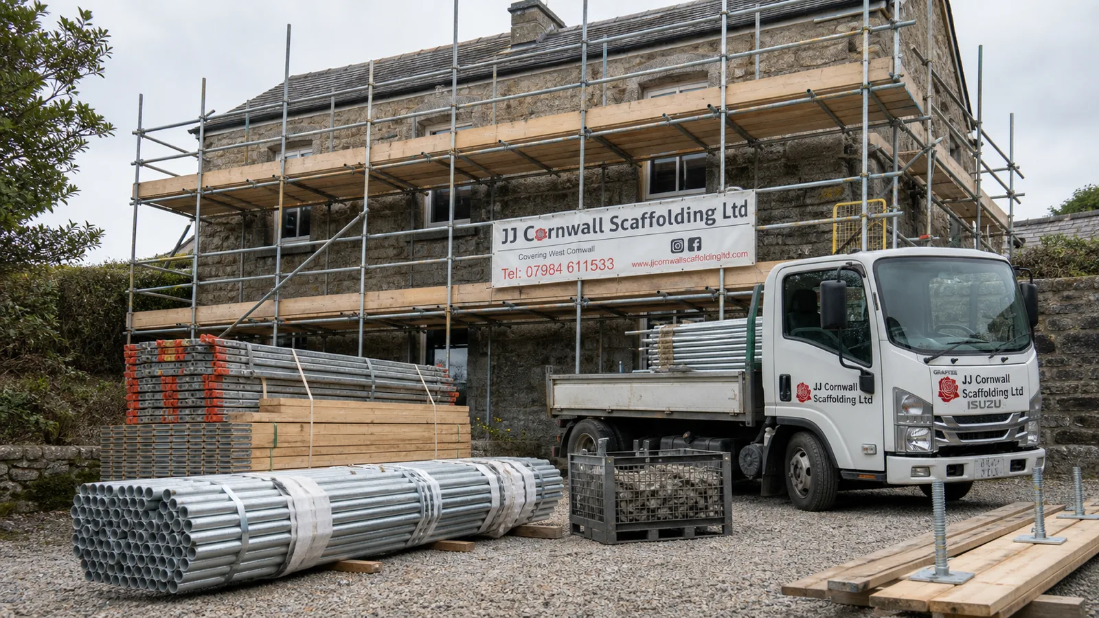 Scaffold hire in Cornwall erected by JJ Cornwall Scaffolding
