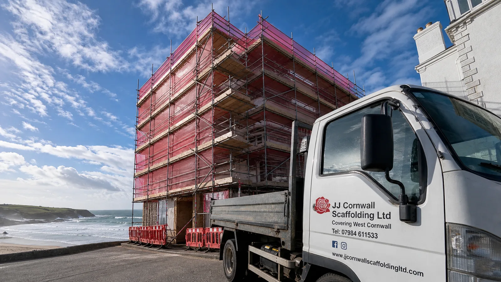 Scaffolding erected on a Newquay property