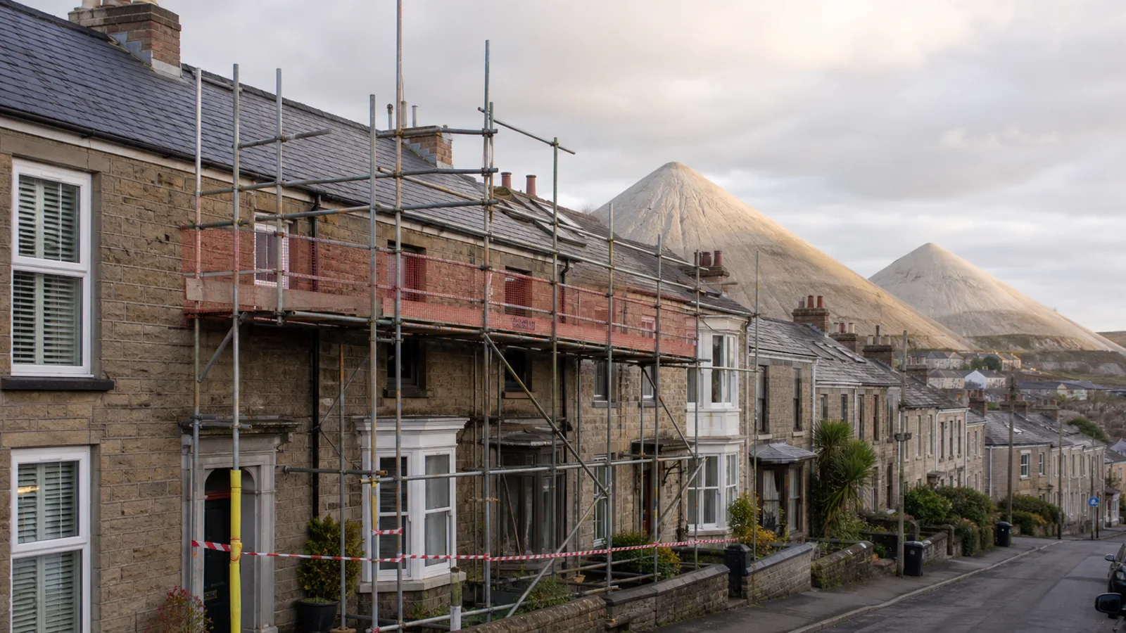Scaffolding erected on a St Austell property